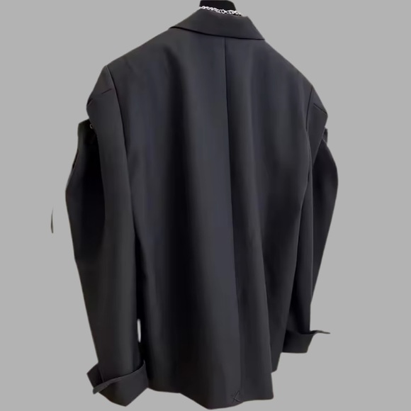 NEW WOMENS DENIM PATCHWORK BLAZER - Picture 5 of 5